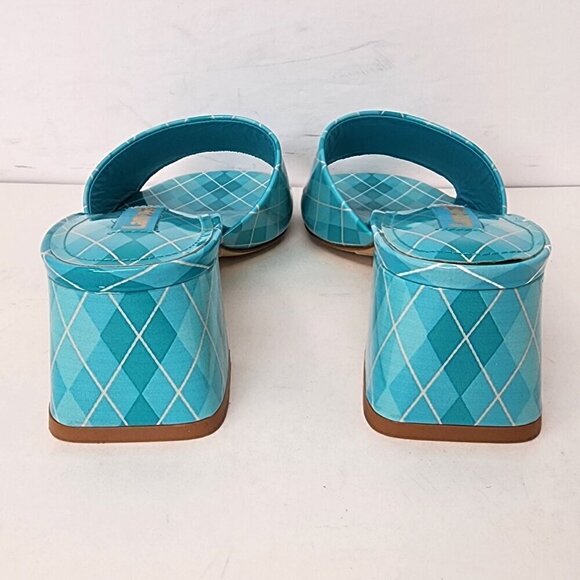 Larroude Aqua Argyle Brigitte Patent Leather Mules, Women's 5 - Picture 6 of 10